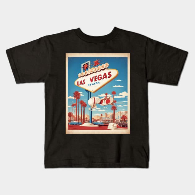 Las Vegas United States of America Tourism Vintage Poster Kids T-Shirt by TravelersGems